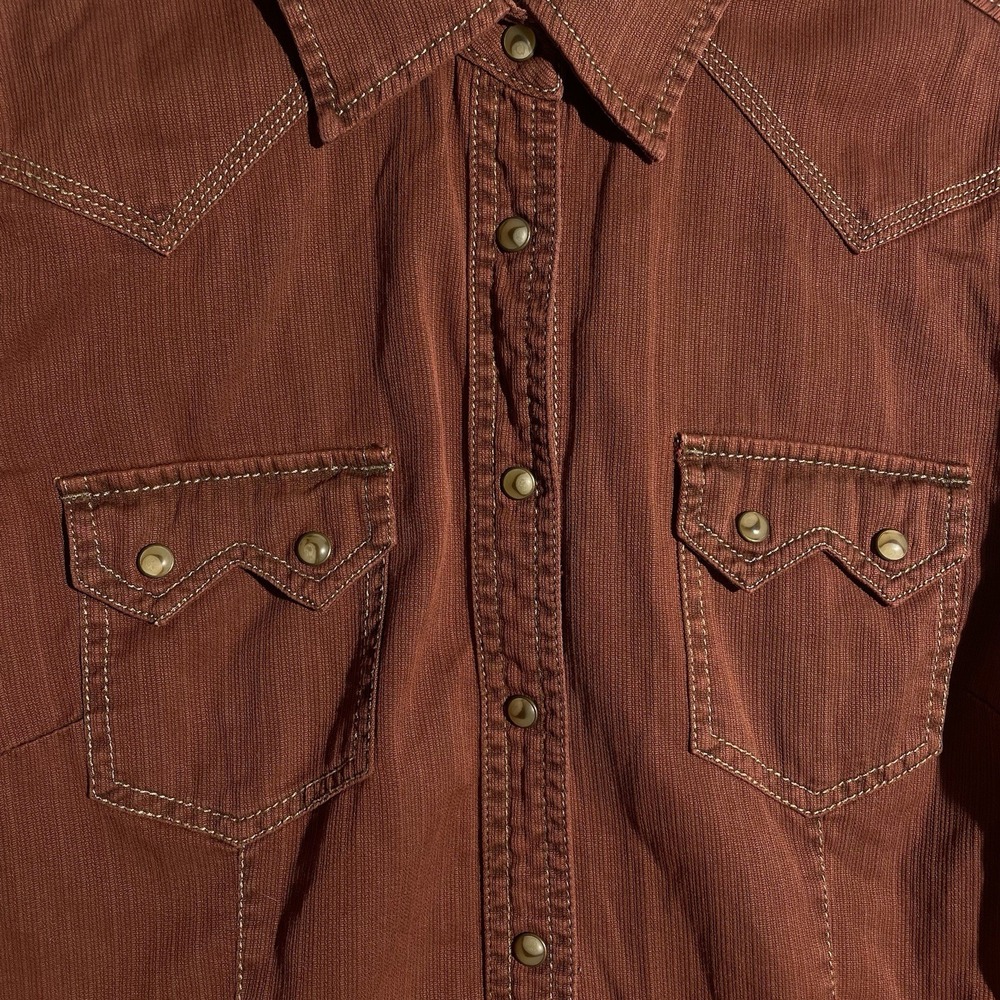 Ryan Michael Shirt Womens Medium Brown Pearl Snap Western Rodeo Cowboy - Picture 2 of 7